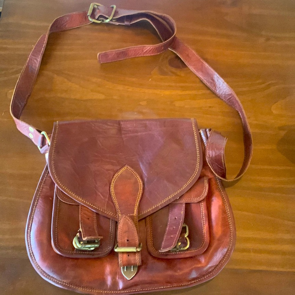 Vintage Genuine Leather Satchel Bag – Rustic Crossbody St